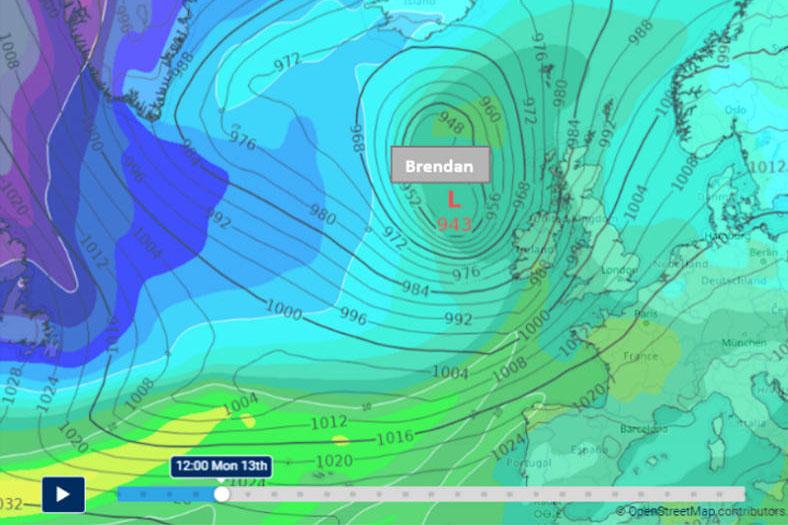 Storm Brendan batten down the hatches from 5am Monday 12 January